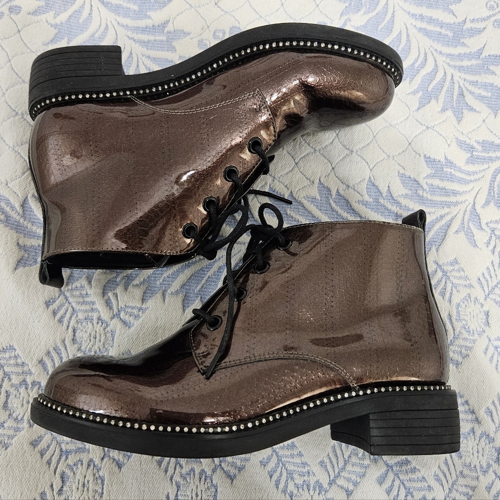 Glossy Rhinestone Lace-ups - Picture 5 of 13